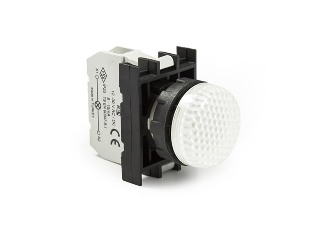 B Series Plastic with LED 12-30V AC/DC White 22 mm Pilot